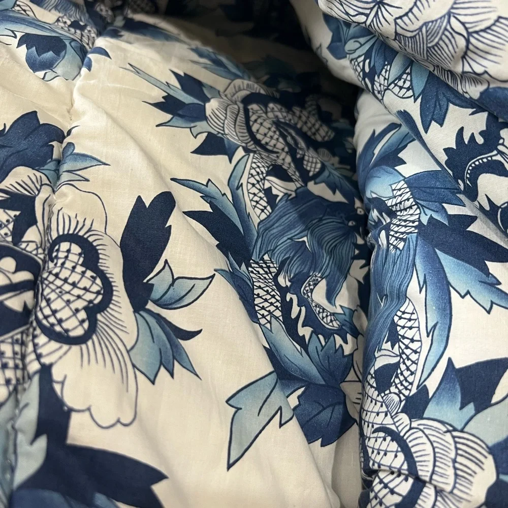 Ralph Lauren Blue and White Floral Dragon  Comforter